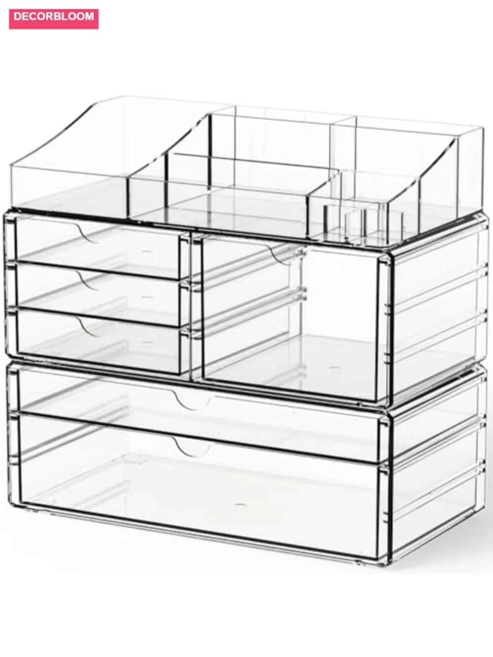 Acrylic Makeup Organizer Set 3-Pack Stackable Vanity Storage Drawers